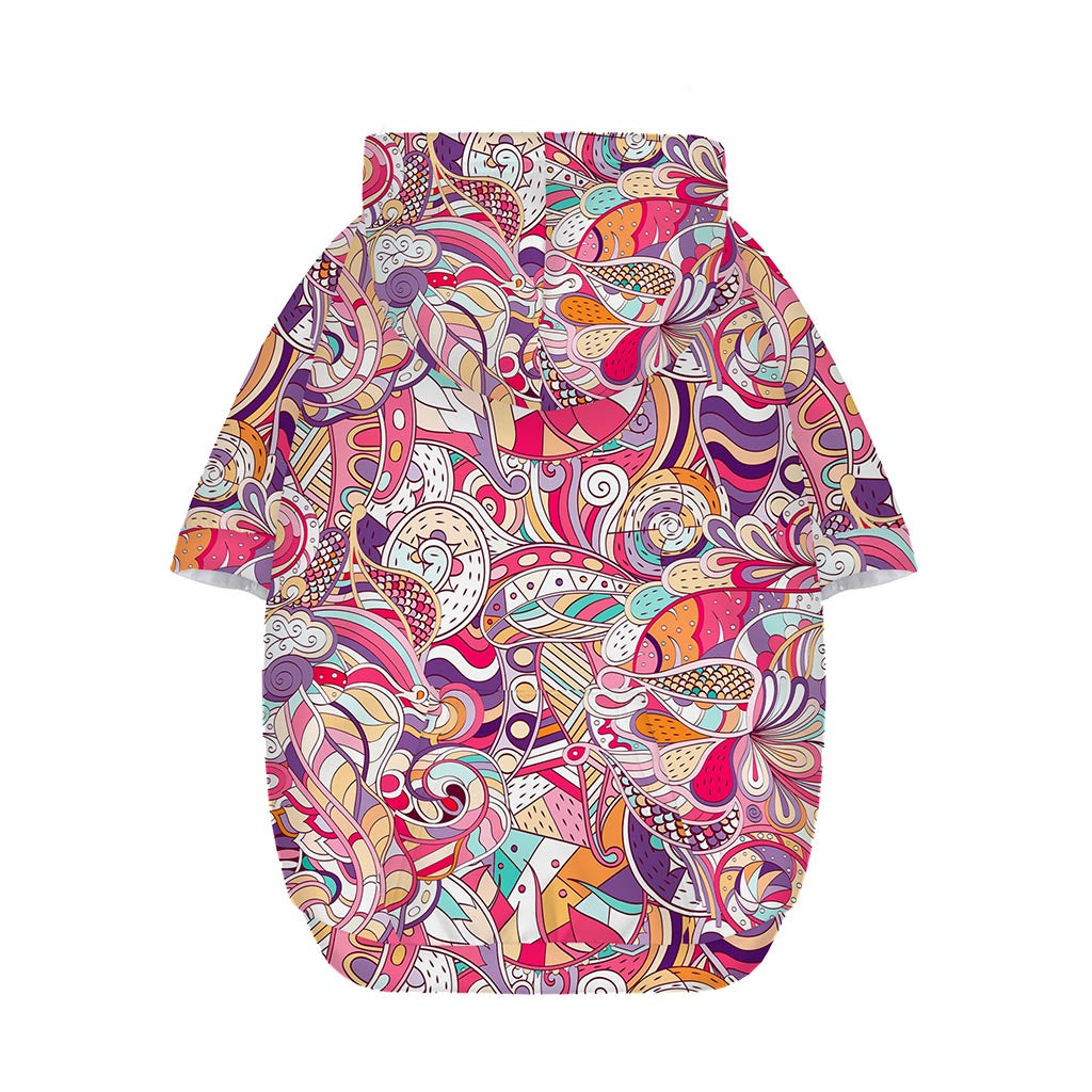 Pastel Bohemian Floral Pattern Print Dog Zip Up Hoodie