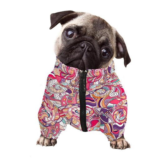 Pastel Bohemian Floral Pattern Print Dog Zip Up Jacket