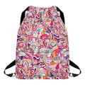Pastel Bohemian Floral Pattern Print Drawstring Backpack