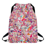 Pastel Bohemian Floral Pattern Print Drawstring Backpack