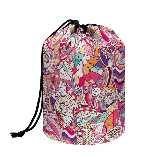 Pastel Bohemian Floral Pattern Print Drawstring Makeup Bag