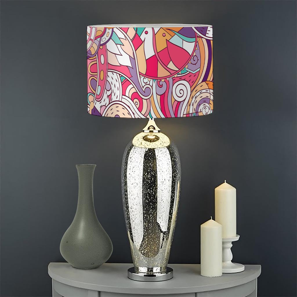 Pastel Bohemian Floral Pattern Print Drum Lamp Shade