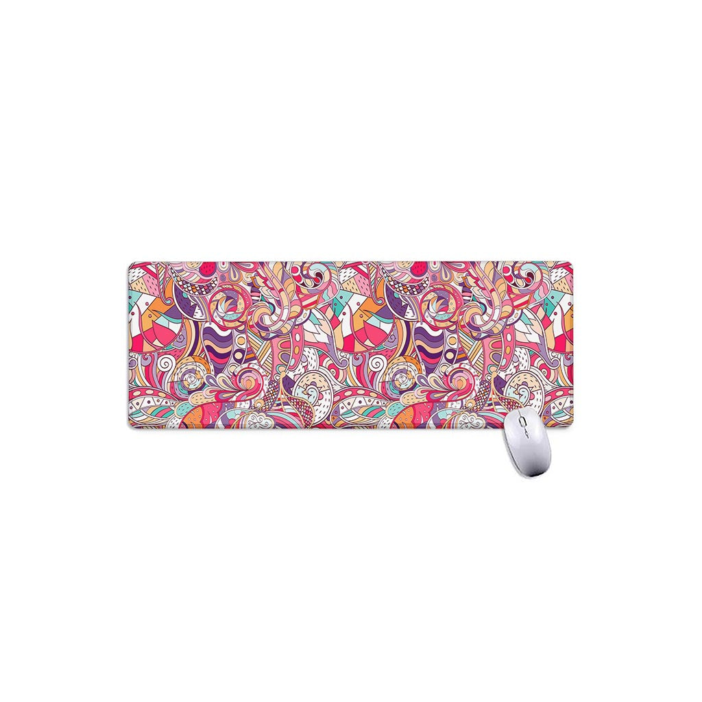 Pastel Bohemian Floral Pattern Print Extended Mouse Pad