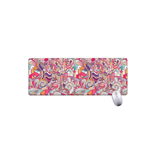 Pastel Bohemian Floral Pattern Print Extended Mouse Pad