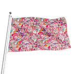 Pastel Bohemian Floral Pattern Print Flag