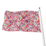 Pastel Bohemian Floral Pattern Print Flag