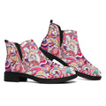 Pastel Bohemian Floral Pattern Print Flat Ankle Boots