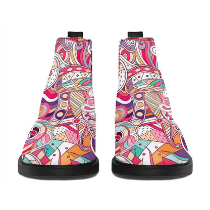 Pastel Bohemian Floral Pattern Print Flat Ankle Boots