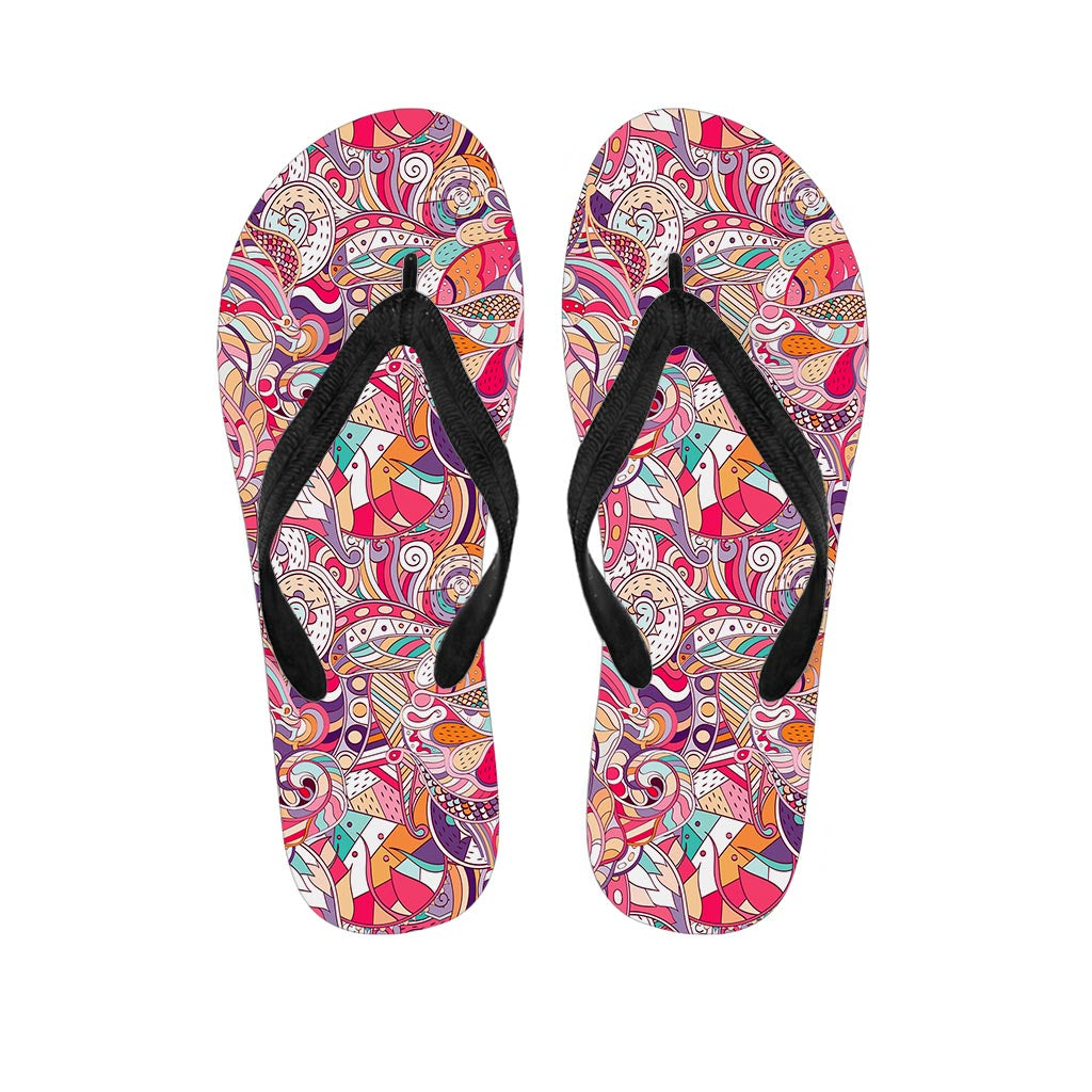 Pastel Bohemian Floral Pattern Print Flip Flops