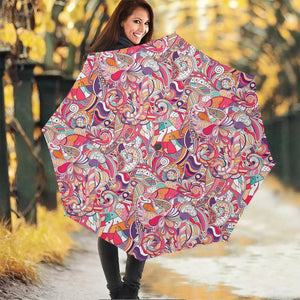 Pastel Bohemian Floral Pattern Print Foldable Umbrella