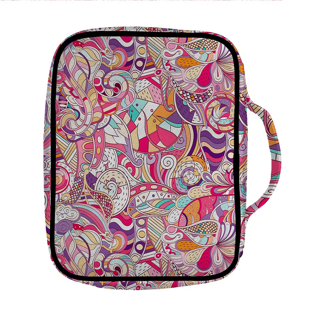 Pastel Bohemian Floral Pattern Print Front Pocket Bible Bag