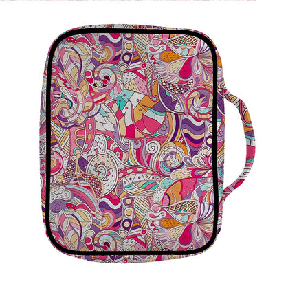Pastel Bohemian Floral Pattern Print Front Pocket Bible Bag