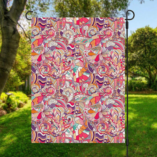 Pastel Bohemian Floral Pattern Print Garden Flag