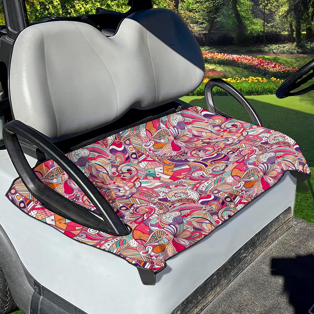 Pastel Bohemian Floral Pattern Print Golf Cart Seat Cover