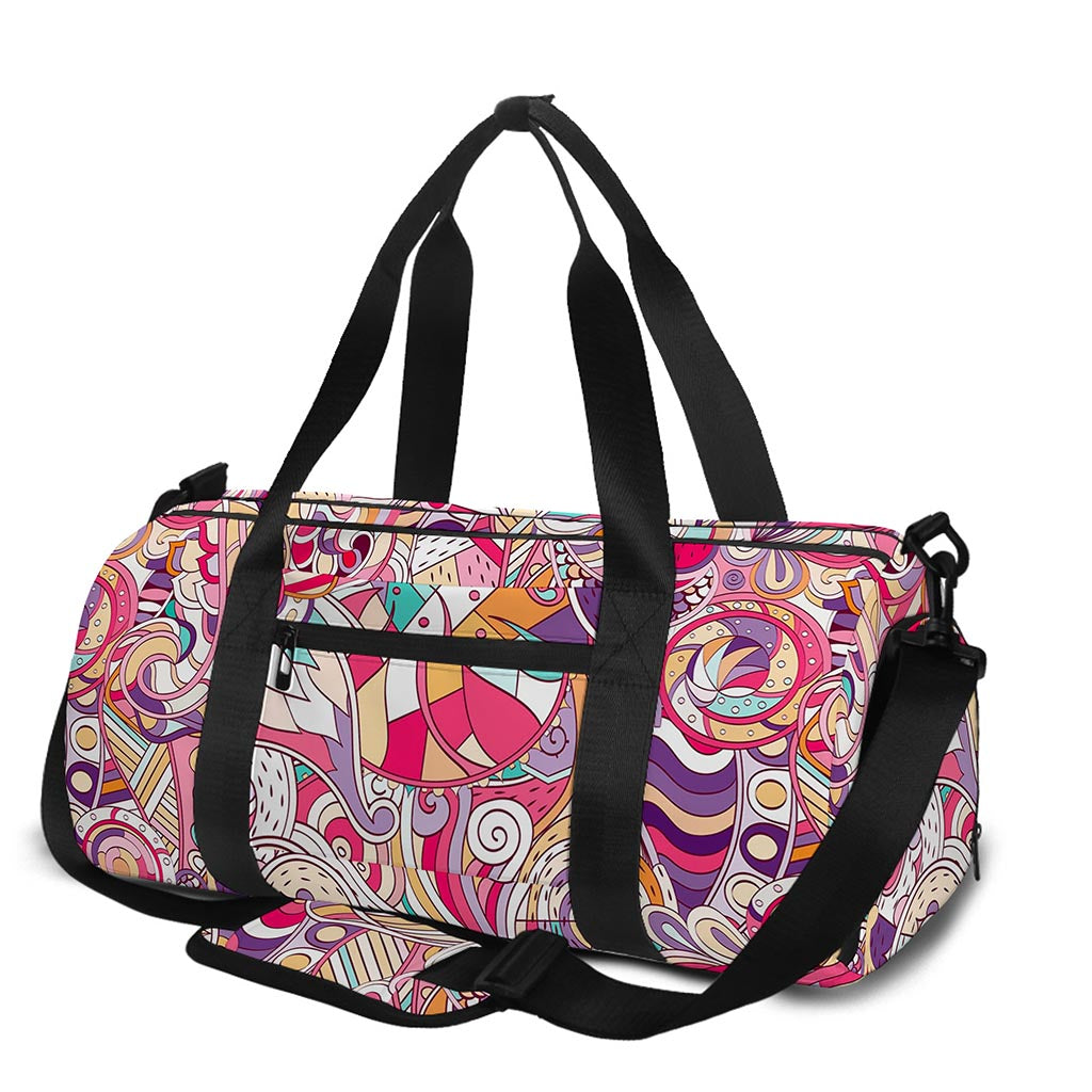 Pastel Bohemian Floral Pattern Print Gym Bag
