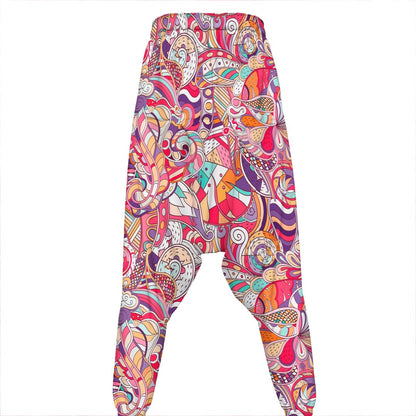 Pastel Bohemian Floral Pattern Print Hammer Pants