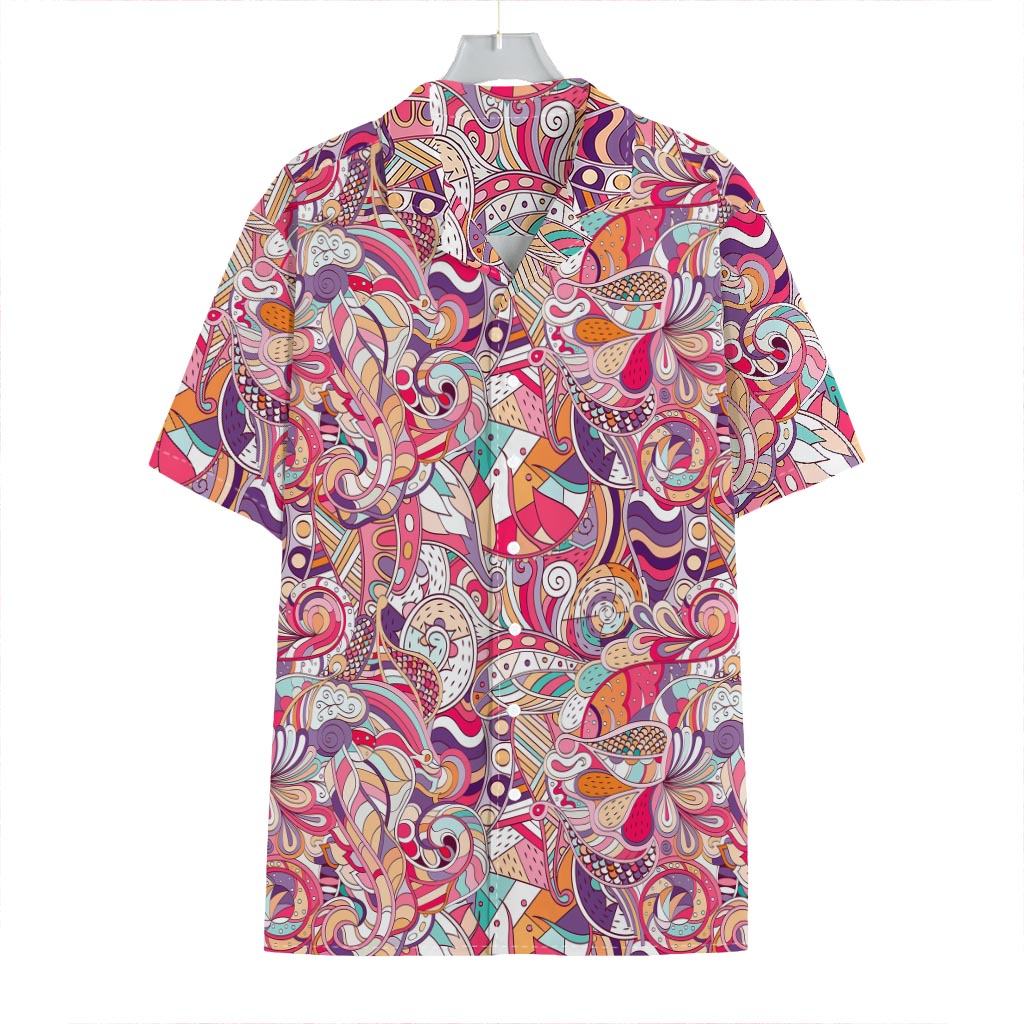 Pastel Bohemian Floral Pattern Print Hawaiian Shirt