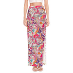 Pastel Bohemian Floral Pattern Print High Slit Maxi Skirt
