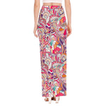 Pastel Bohemian Floral Pattern Print High Slit Maxi Skirt