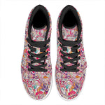 Pastel Bohemian Floral Pattern Print High Top Leather Sneakers