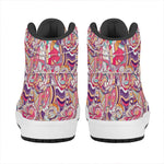 Pastel Bohemian Floral Pattern Print High Top Leather Sneakers