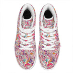 Pastel Bohemian Floral Pattern Print High Top Leather Sneakers