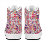 Pastel Bohemian Floral Pattern Print High Top Leather Sneakers