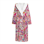 Pastel Bohemian Floral Pattern Print Hooded Bathrobe