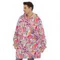 Pastel Bohemian Floral Pattern Print Hoodie Blanket