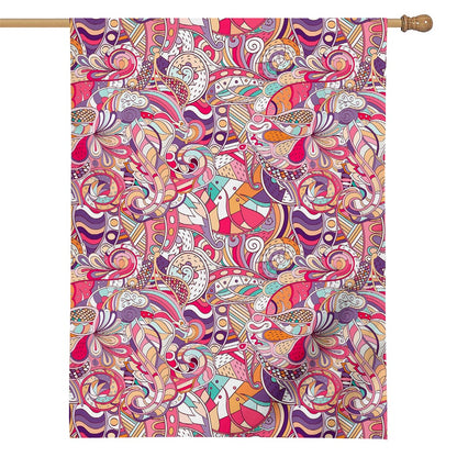 Pastel Bohemian Floral Pattern Print House Flag