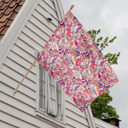 Pastel Bohemian Floral Pattern Print House Flag
