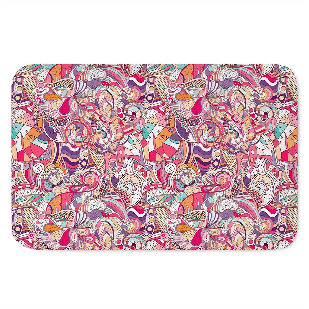 Pastel Bohemian Floral Pattern Print Indoor Door Mat