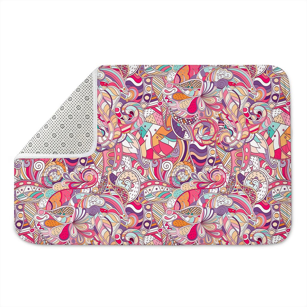 Pastel Bohemian Floral Pattern Print Indoor Door Mat