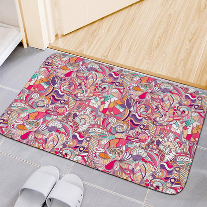 Pastel Bohemian Floral Pattern Print Indoor Door Mat
