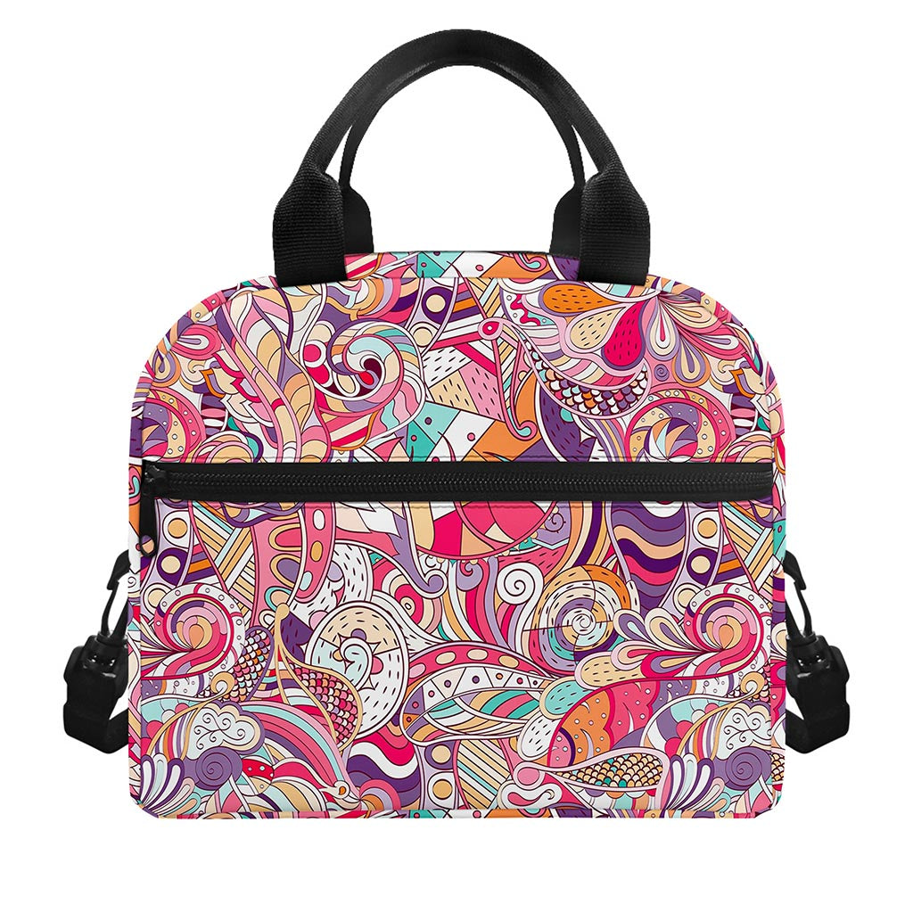 Pastel Bohemian Floral Pattern Print Insulated Lunch Bag