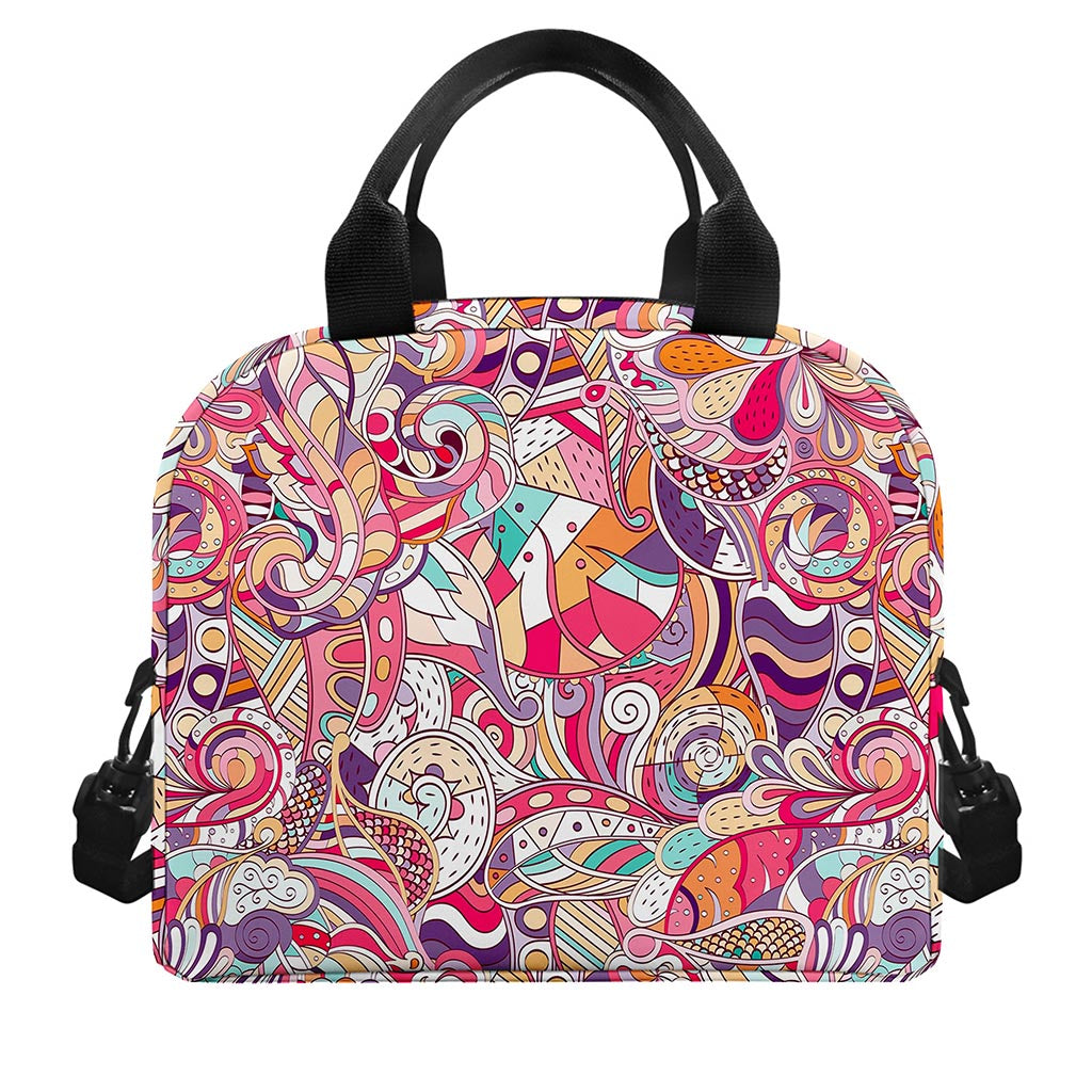 Pastel Bohemian Floral Pattern Print Insulated Lunch Bag