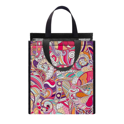 Pastel Bohemian Floral Pattern Print Insulated Lunch Tote