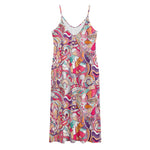 Pastel Bohemian Floral Pattern Print Jersey Midi Cami Dress