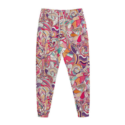 Pastel Bohemian Floral Pattern Print Jogger Pants