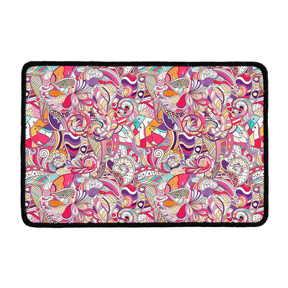 Pastel Bohemian Floral Pattern Print Kitchen Mat