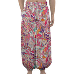 Pastel Bohemian Floral Pattern Print Lantern Pants