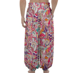 Pastel Bohemian Floral Pattern Print Lantern Pants