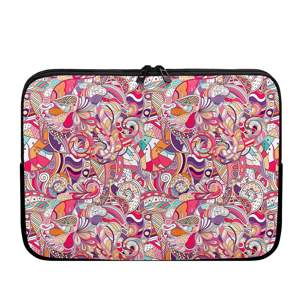 Pastel Bohemian Floral Pattern Print Laptop Sleeve