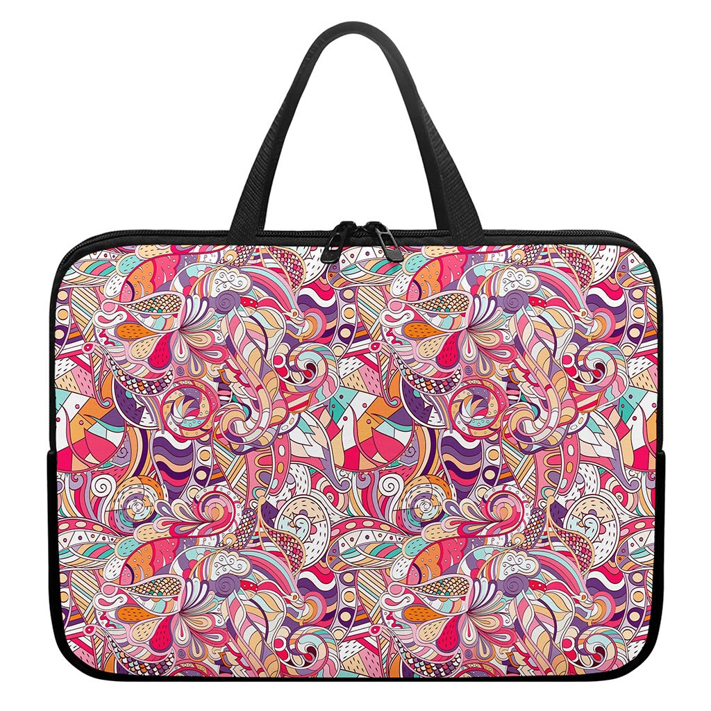 Pastel Bohemian Floral Pattern Print Laptop Sleeve With Handle