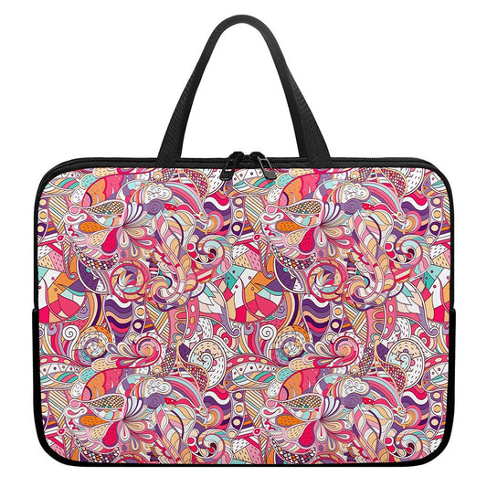 Pastel Bohemian Floral Pattern Print Laptop Sleeve With Handle