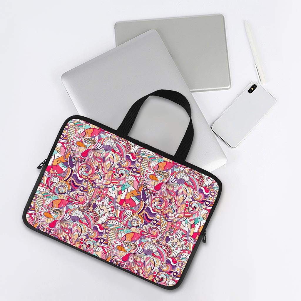 Pastel Bohemian Floral Pattern Print Laptop Sleeve With Handle