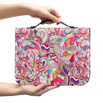 Pastel Bohemian Floral Pattern Print Leather Bible Cover