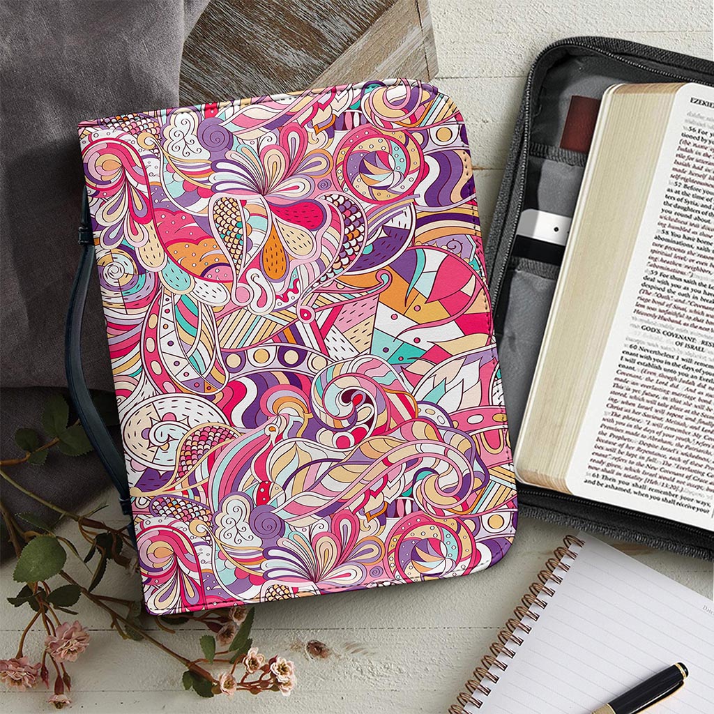 Pastel Bohemian Floral Pattern Print Leather Bible Cover