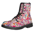 Pastel Bohemian Floral Pattern Print Lace-Up Boots