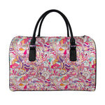 Pastel Bohemian Floral Pattern Print Leather Duffle Bag